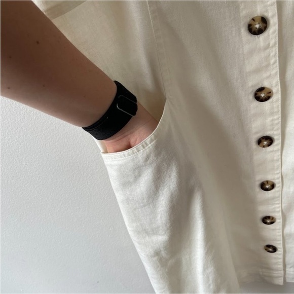 NWT Madewell Linen Blend White Puff Sleeve Mini Dress Size 14 - Picture 8 of 13